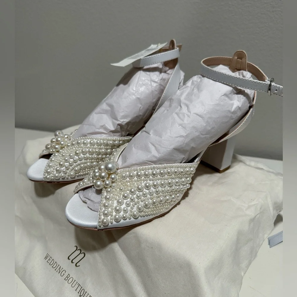 Monsoon - Pearl Bridal Block Heeled Sandals Ivory - Picture 3 of 10